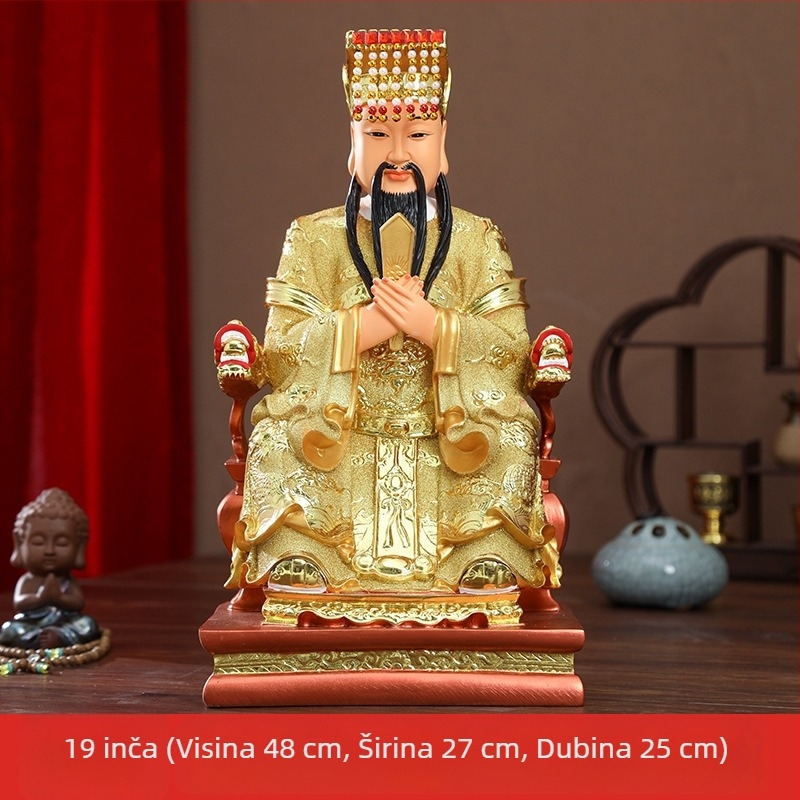Zlatno pozlaćena smolasta statua Jade Emperor i Queen Mother