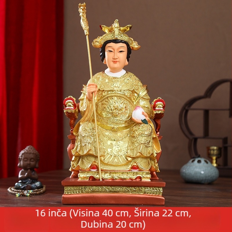 Zlatno pozlaćena smolasta statua Jade Emperor i Queen Mother