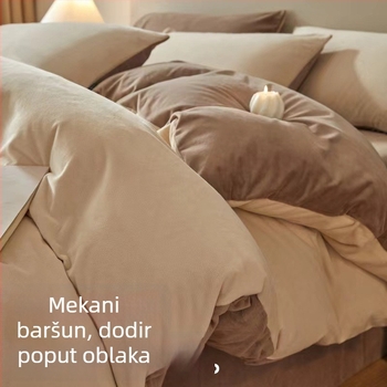 Grain luksuzni dječji set posteljine od velura, četvero-dijelni, zimski, jednake boje