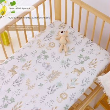 Set prilagodljivih plahti za dječji krevetić, 100% pamuk, tri dijela, s motivima crtanih likova, životinje i cvijeće