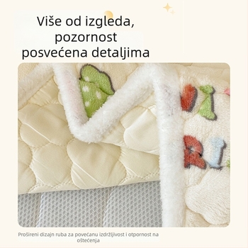 Matrac za bebe i djecu s mliječnim velurom, navlaka od koralnog fleeca, patchwork tanki pokrivač i plahta