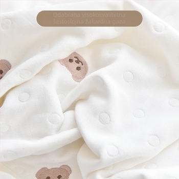 Čaršav za dječji krevetić od 100% pamuka, s 6 slojeva gaze, Jacquard vez, elastni rub