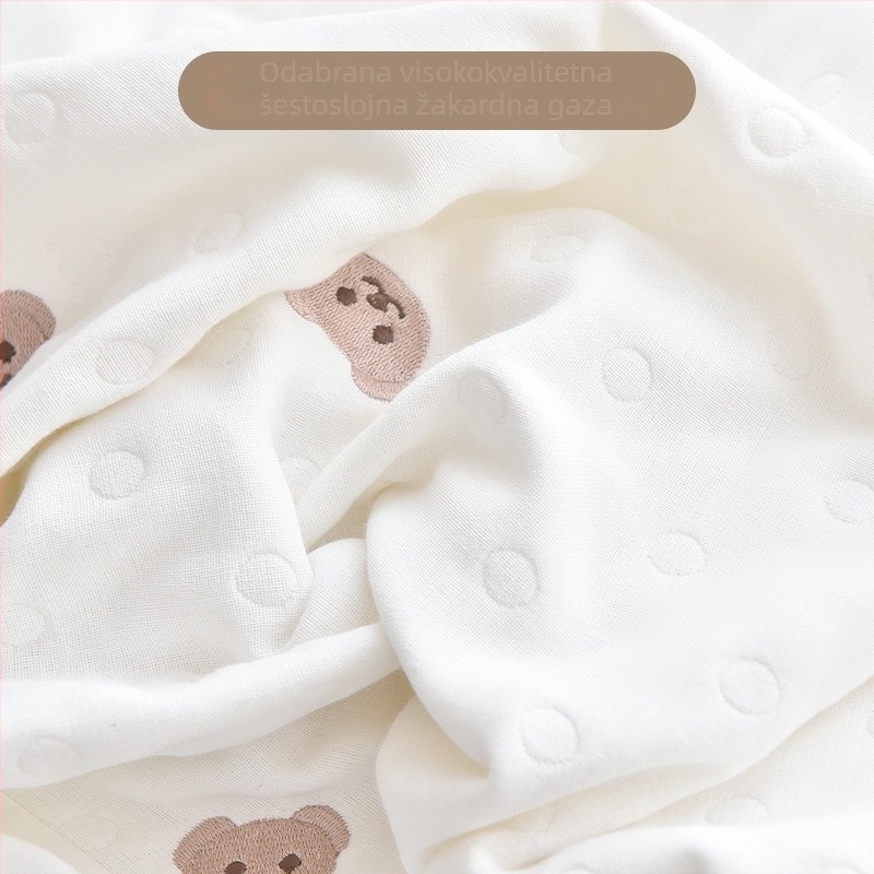 Čaršav za dječji krevetić od 100% pamuka, s 6 slojeva gaze, Jacquard vez, elastni rub