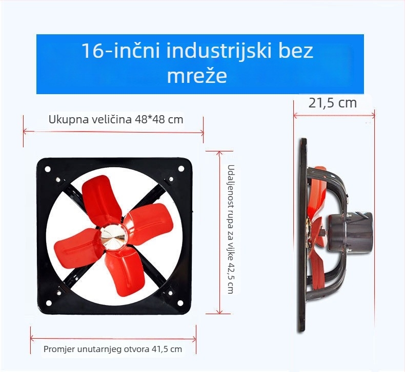 Izduvni ventilator za kuhinju i kupaonu, prozorski tip, snažan industrijski ventilator, 12 inča