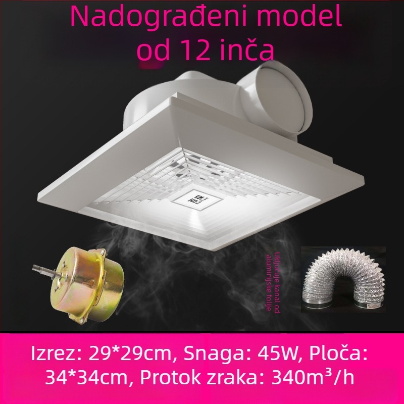 Stropni ventilator za kupaonicu, snažan ekstraktor za strop od gipsane ploče