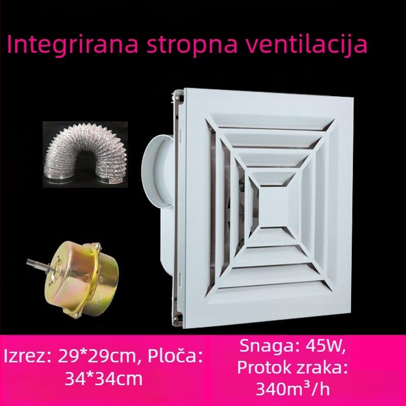 Stropni ventilator za kupaonicu, snažan ekstraktor za strop od gipsane ploče