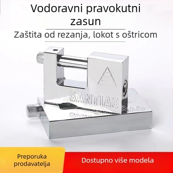 Brava 40 mm, vodoravno otvaranje, pravokutni oblik, veliki, imitacija nehrđajućeg čelika, protiv provale i krađe