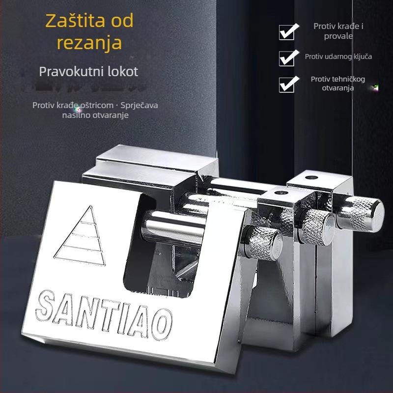 Brava 40 mm, vodoravno otvaranje, pravokutni oblik, veliki, imitacija nehrđajućeg čelika, protiv provale i krađe