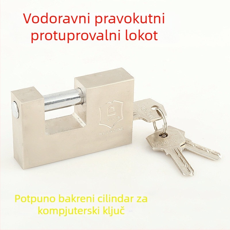Pravokutni katančar protiv krađe, horizontalni tip, s atomskim jezgrom, tijelo od čiste bakra, otporno na koroziju i vodu, anti-kratko kvačko za skladišna vrata