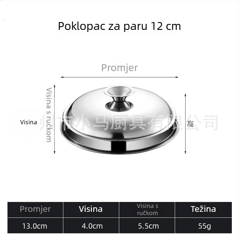 Nerđajući čelični mali parni kuhalo s dvostrukim držašima, košara za kuhanje na pari, za kućnu i komercijalnu upotrebu
