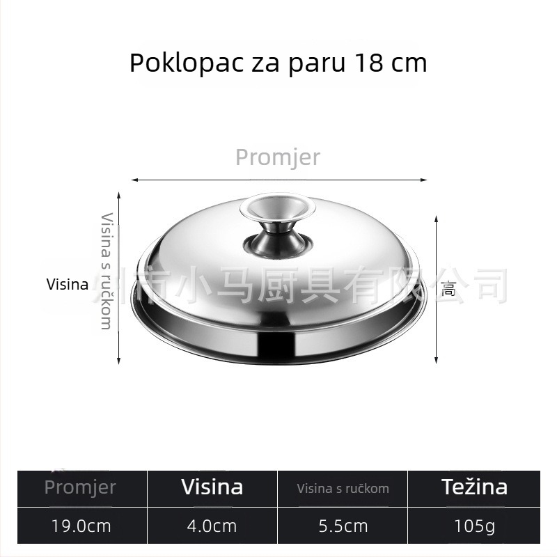 Nerđajući čelični mali parni kuhalo s dvostrukim držašima, košara za kuhanje na pari, za kućnu i komercijalnu upotrebu