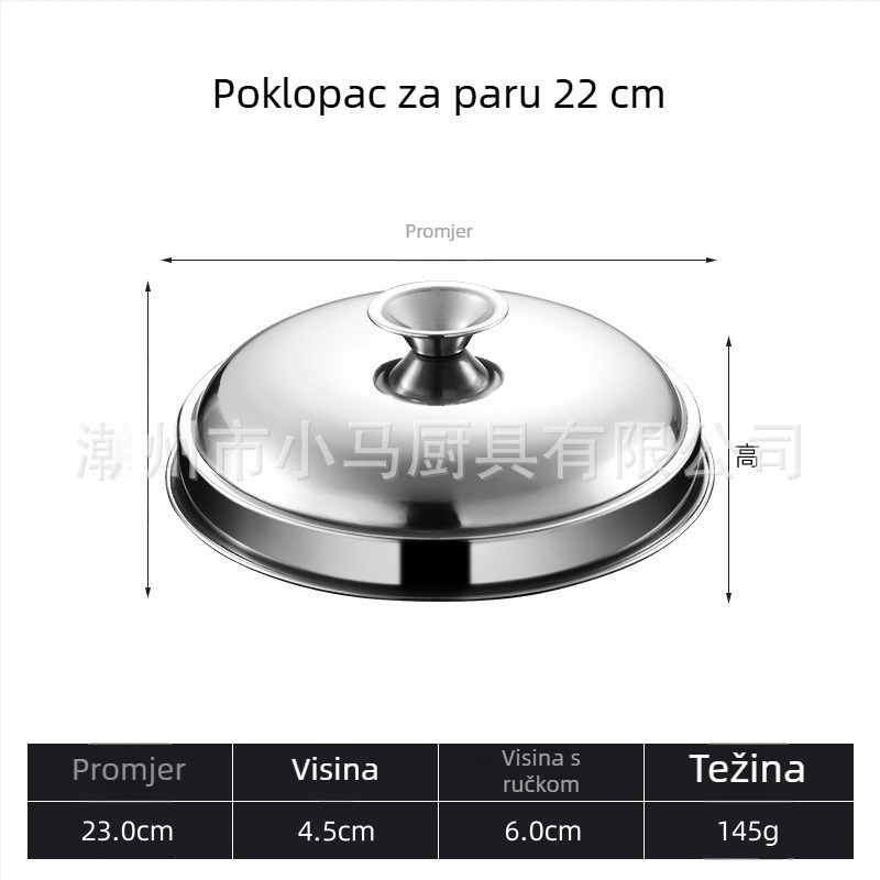 Nerđajući čelični mali parni kuhalo s dvostrukim držašima, košara za kuhanje na pari, za kućnu i komercijalnu upotrebu