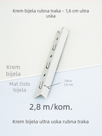 Integrirani stropni rubni trak za kut, kremasto bijela i mat bijela završna traka, aluminijski legirani kutni profil