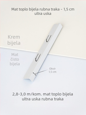 Integrirani stropni rubni trak za kut, kremasto bijela i mat bijela završna traka, aluminijski legirani kutni profil