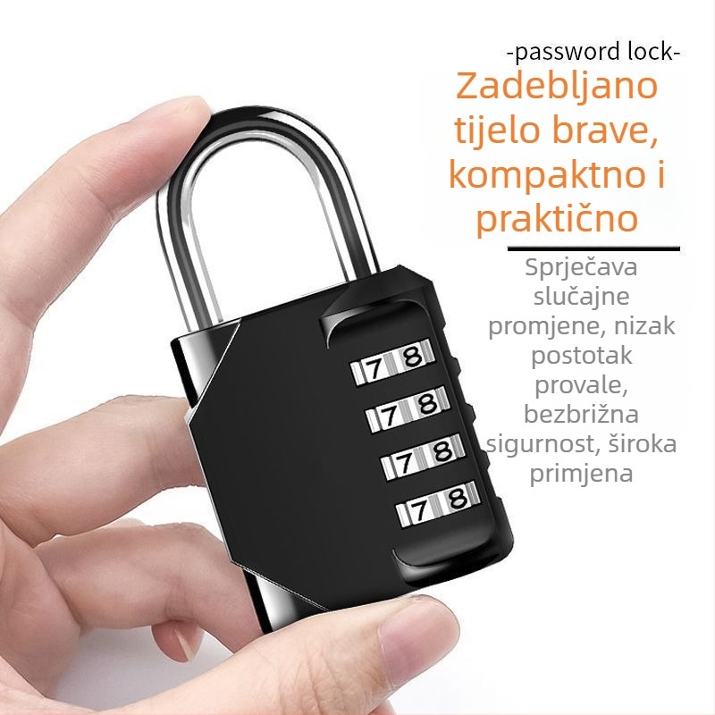 Četvorocifreni kombinacijski lokot – metalni vodootporni lokot za dom, ormarić, teretanu, prtljagu i kućnu upotrebu