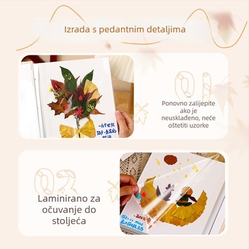 Laminirani samoljepljivi album za zbirku biljnih uzoraka: listovi, sušeno i presirano cvijeće; pohranjivanje i očuvanje, kreativni fotoalbum