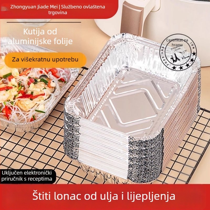 Posuda od aluminijske folije za fritezu na zrak — četvrtasti pleh za pečenje i roštiljanje