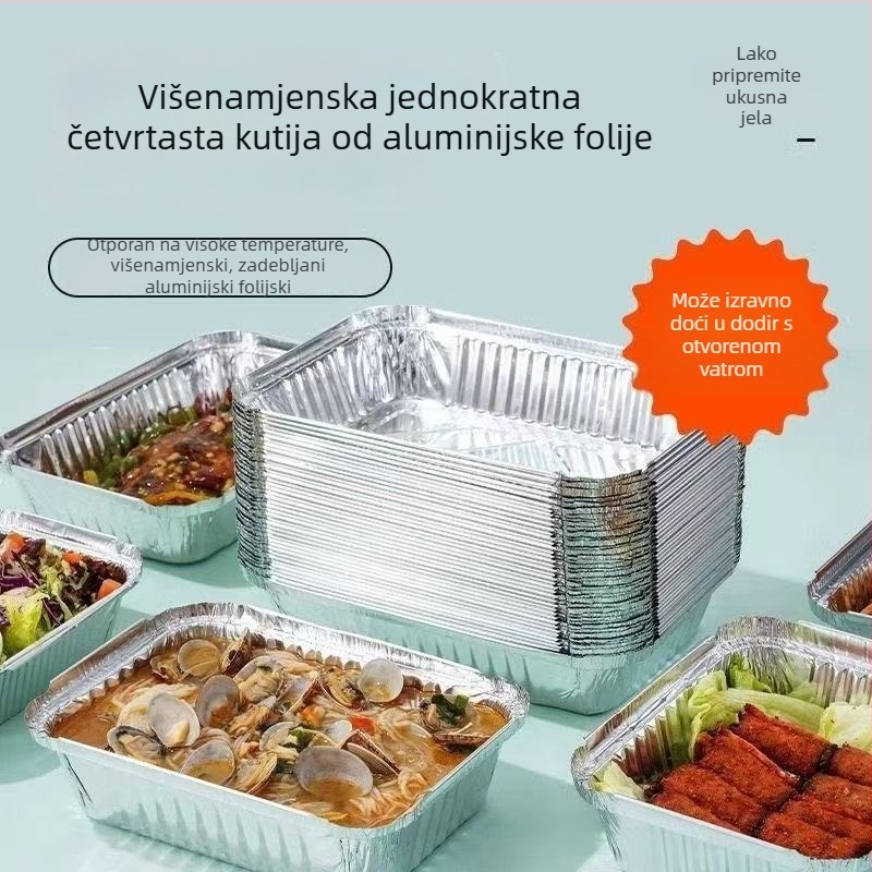 Posuda od aluminijske folije za fritezu na zrak — četvrtasti pleh za pečenje i roštiljanje