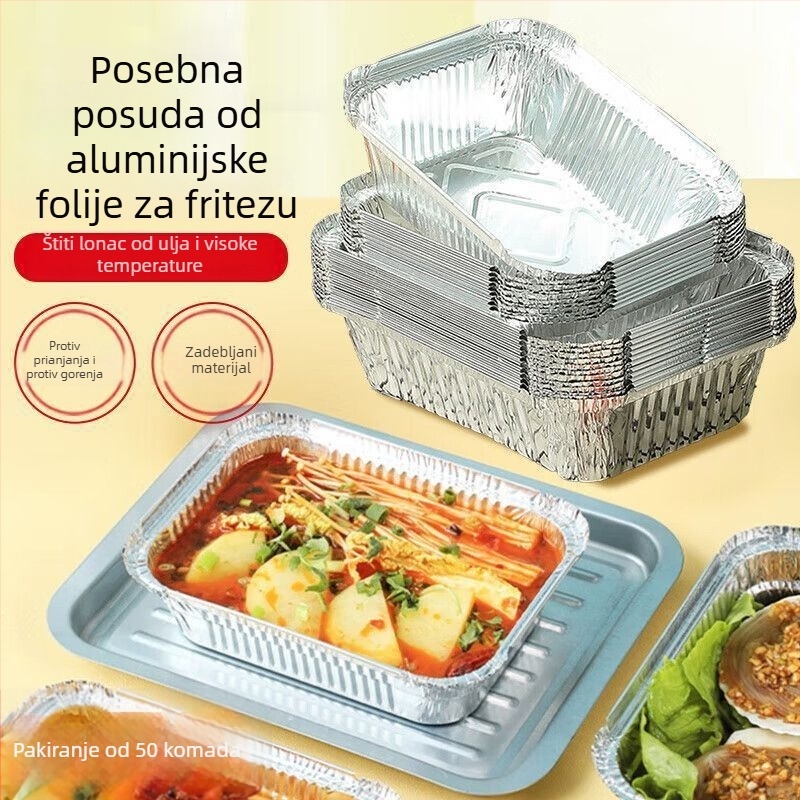 Posuda od aluminijske folije za fritezu na zrak — četvrtasti pleh za pečenje i roštiljanje