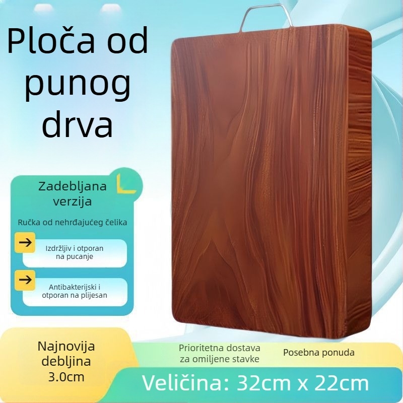 Debela daska za rezanje od masivnog drveta, otporna na plijesan i antibakterijska, kuhinjska daska od masivnog drveta