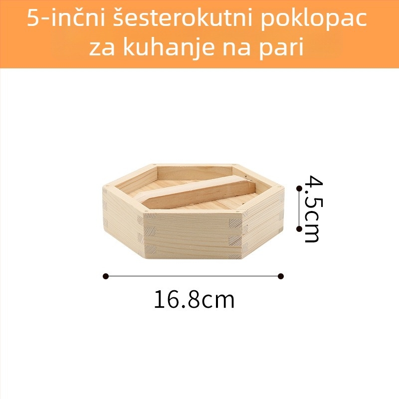 Drvena šesterokutna posuda za parenje za kućnu upotrebu, pogodna za dim sum i knedle na pari