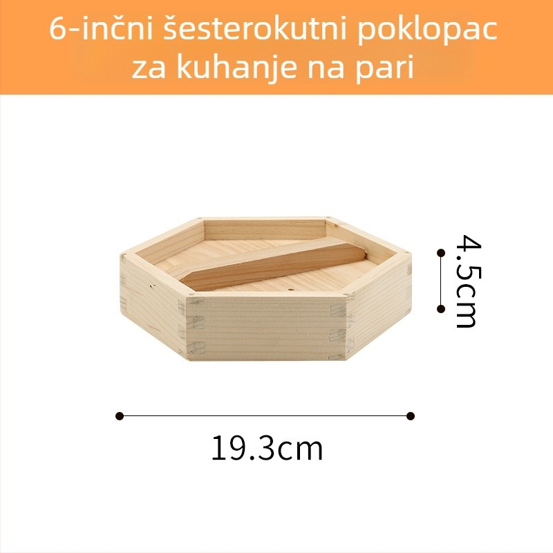 Drvena šesterokutna posuda za parenje za kućnu upotrebu, pogodna za dim sum i knedle na pari