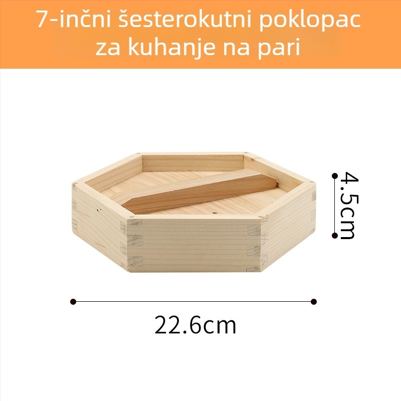 Drvena šesterokutna posuda za parenje za kućnu upotrebu, pogodna za dim sum i knedle na pari