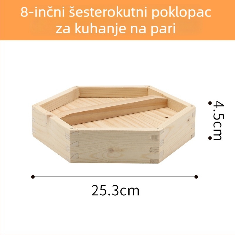 Drvena šesterokutna posuda za parenje za kućnu upotrebu, pogodna za dim sum i knedle na pari