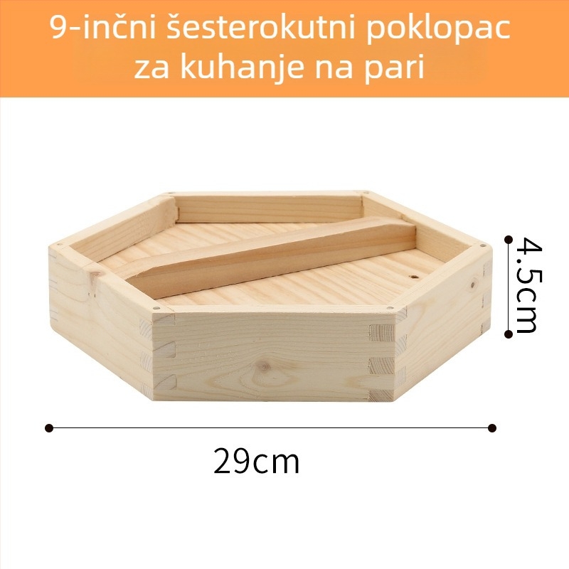 Drvena šesterokutna posuda za parenje za kućnu upotrebu, pogodna za dim sum i knedle na pari