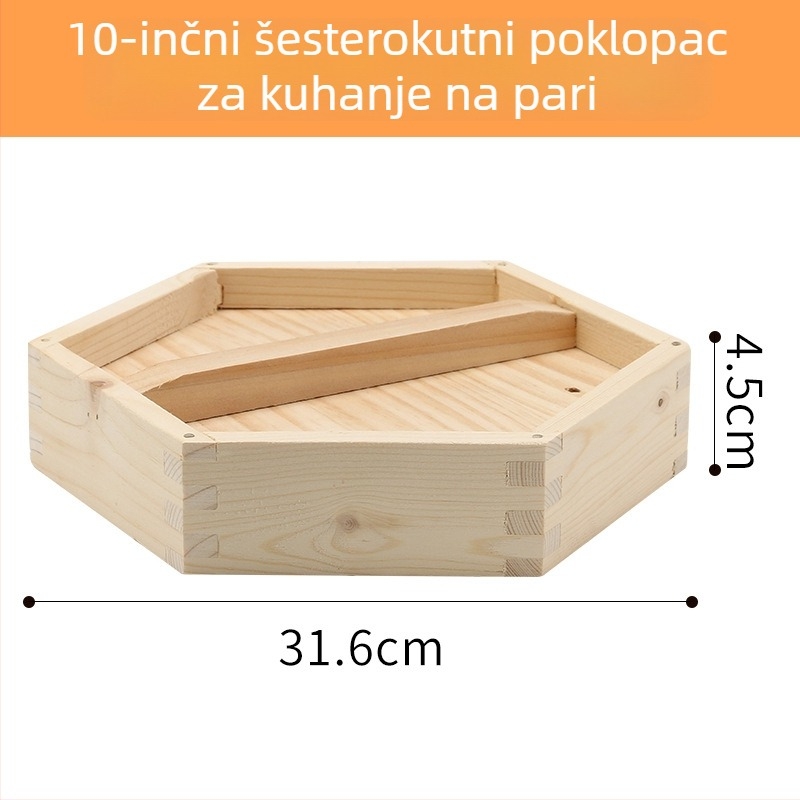 Drvena šesterokutna posuda za parenje za kućnu upotrebu, pogodna za dim sum i knedle na pari