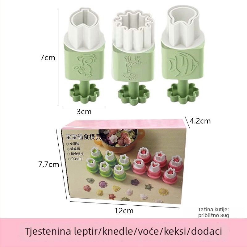 Nehrđajući čelični DIY kalup za wonton – za dječju hranu, reljefne knedle i leptirove tjestenine, kućna upotreba