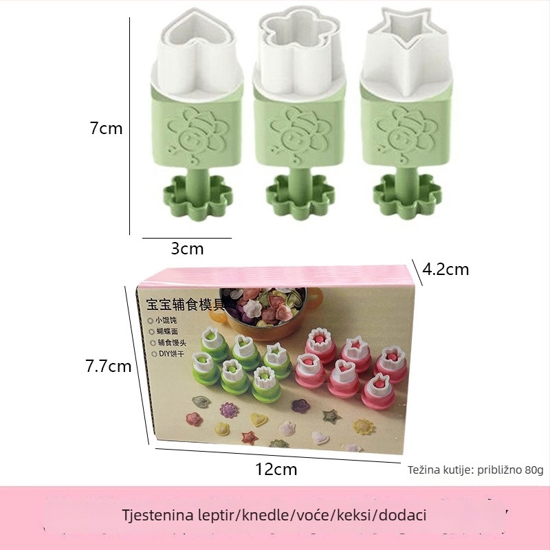 Nehrđajući čelični DIY kalup za wonton – za dječju hranu, reljefne knedle i leptirove tjestenine, kućna upotreba