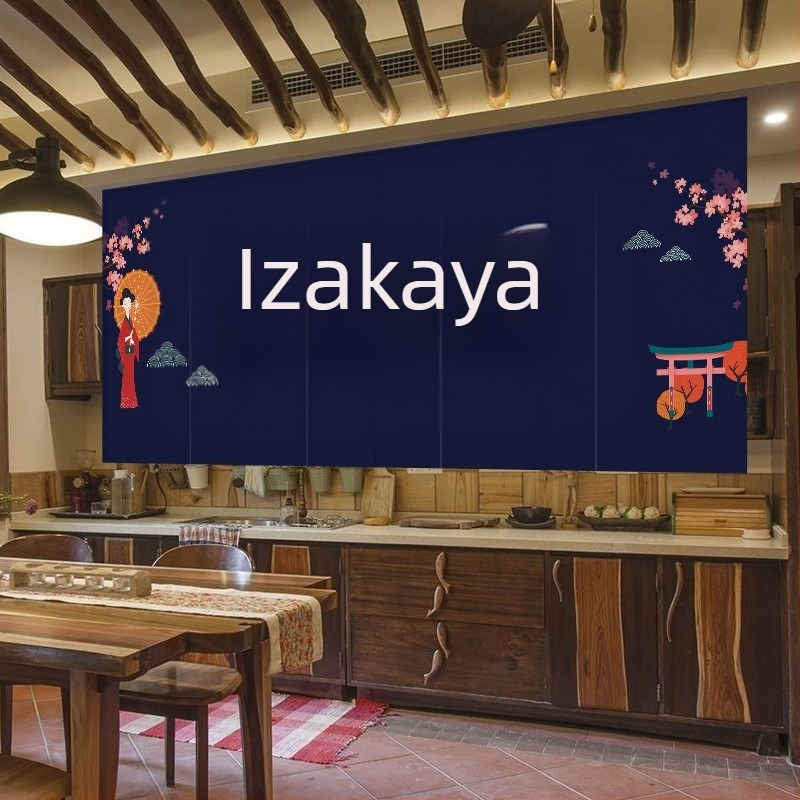 Zavjesa za vrata u japanskom Izakaya-stilu, banner s više panela, bez bušenja rupa, platnena zavjesa s Velcro zatvaračem, kuhinjska zavjesa
