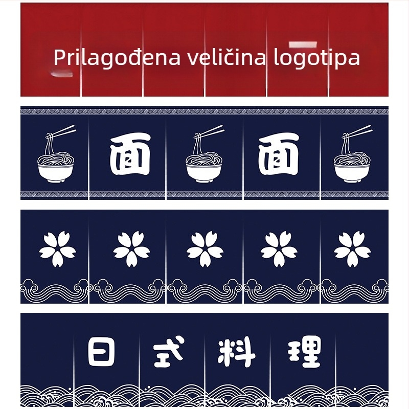 Zavjesa za vrata u japanskom Izakaya-stilu, banner s više panela, bez bušenja rupa, platnena zavjesa s Velcro zatvaračem, kuhinjska zavjesa