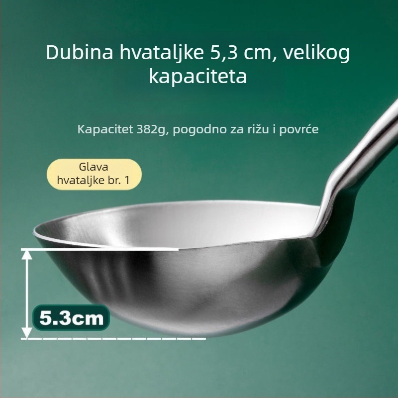Žlica od nehrđajućeg čelika s drškom od rosewooda – duga drška, višenamjenska špahtuľa/žlica za wok, juhu i kašu