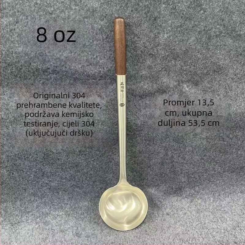 Žlica od nehrđajućeg čelika s drškom od rosewooda – duga drška, višenamjenska špahtuľa/žlica za wok, juhu i kašu