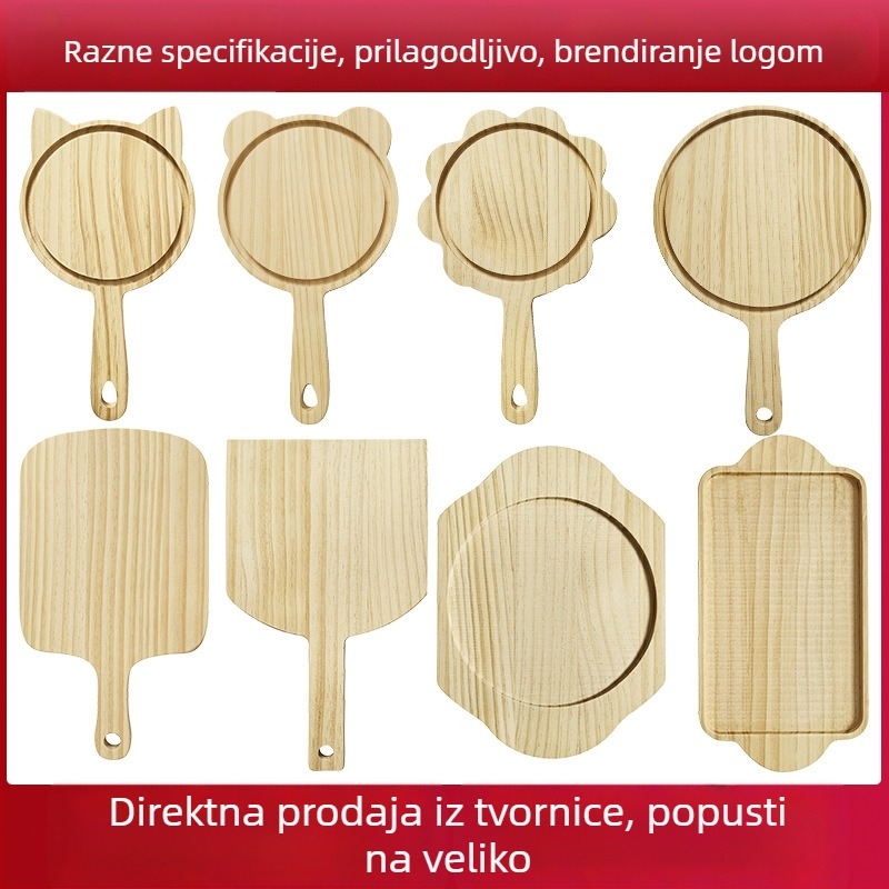 Drvena daska za rezanje i posluživanje, višefunkcionalna ploča za pizzu, kruh, steak, janjetinu i sushi