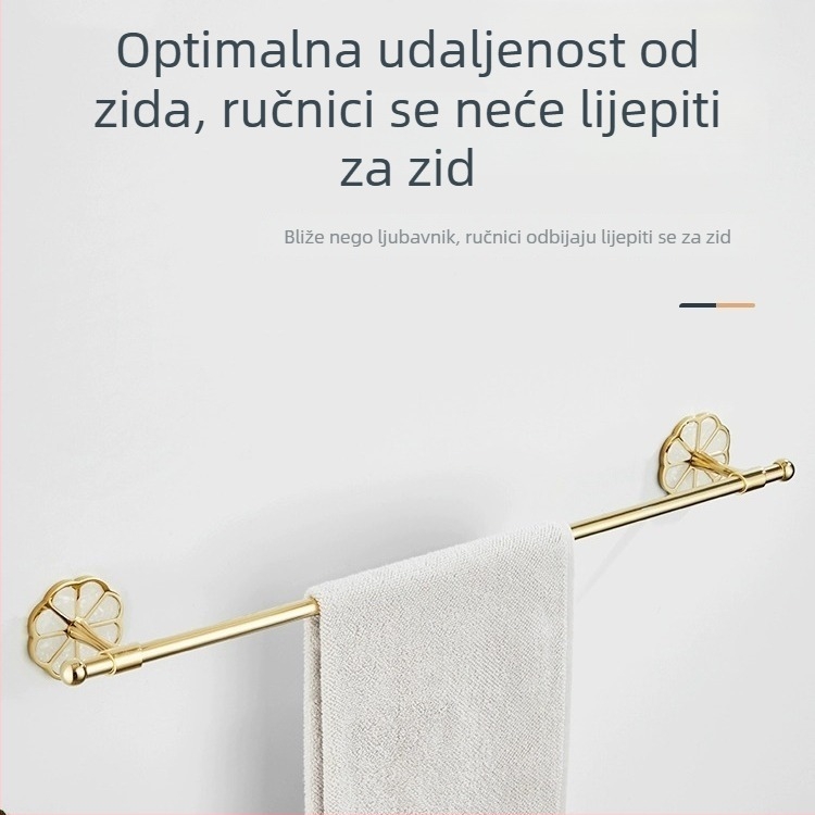 Moderna set za kupaonicu: držač za ručnike i polica za pohranu od nehrđajućeg čelika s elektroplakiranim završetkom, nosivost 20 kg
