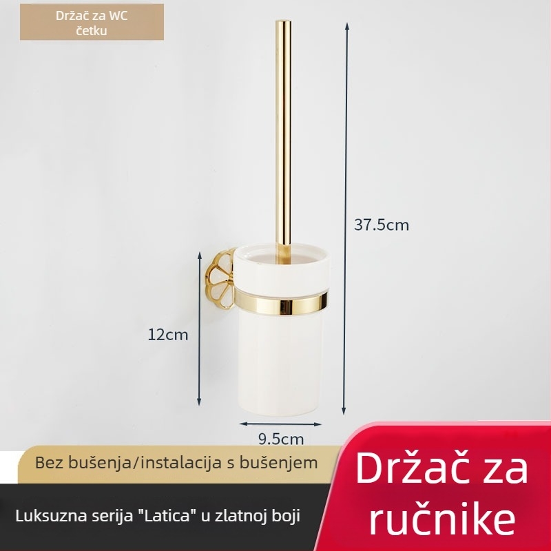 Moderna set za kupaonicu: držač za ručnike i polica za pohranu od nehrđajućeg čelika s elektroplakiranim završetkom, nosivost 20 kg