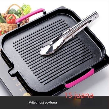 Električna tava za roštilj u Korejskom stilu s Maifan kamenjem, crna, non-stick, bez dimljenja, kućno roštiljanje Teppanyaki