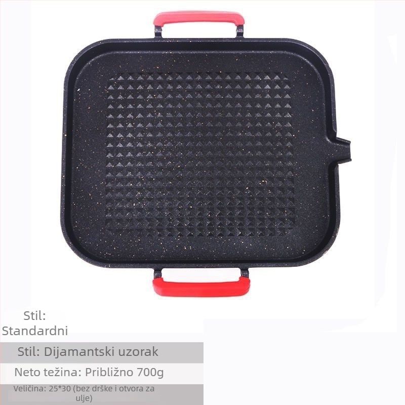 Električna tava za roštilj u Korejskom stilu s Maifan kamenjem, crna, non-stick, bez dimljenja, kućno roštiljanje Teppanyaki