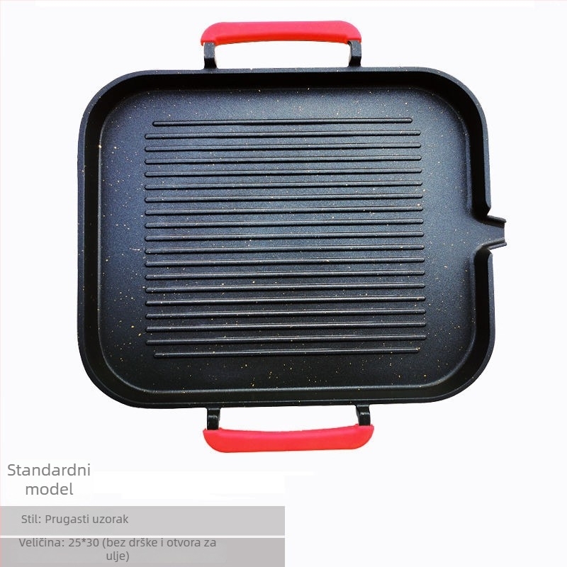 Električna tava za roštilj u Korejskom stilu s Maifan kamenjem, crna, non-stick, bez dimljenja, kućno roštiljanje Teppanyaki