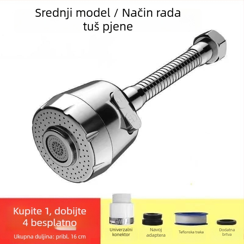 Kuhinjski faucet s zaštitom od prskanja, produženi izljev, povećani tlak, 360° okret, jednoručni upravljač