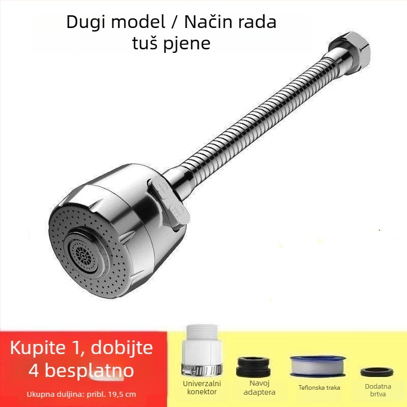Kuhinjski faucet s zaštitom od prskanja, produženi izljev, povećani tlak, 360° okret, jednoručni upravljač