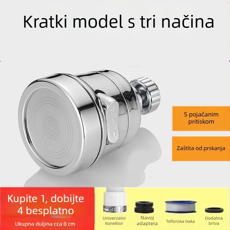 Kuhinjski faucet s zaštitom od prskanja, produženi izljev, povećani tlak, 360° okret, jednoručni upravljač