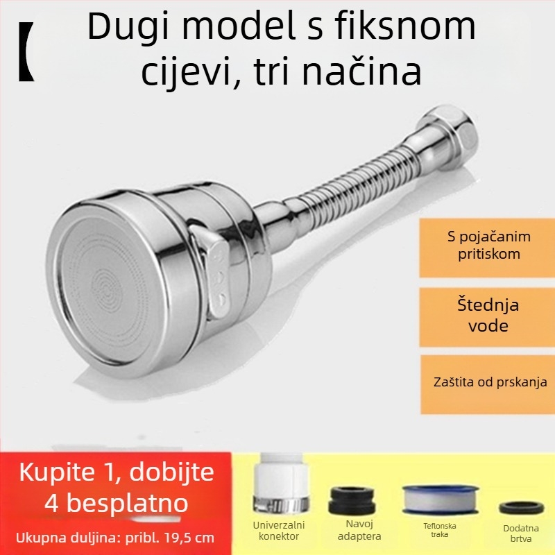 Kuhinjski faucet s zaštitom od prskanja, produženi izljev, povećani tlak, 360° okret, jednoručni upravljač