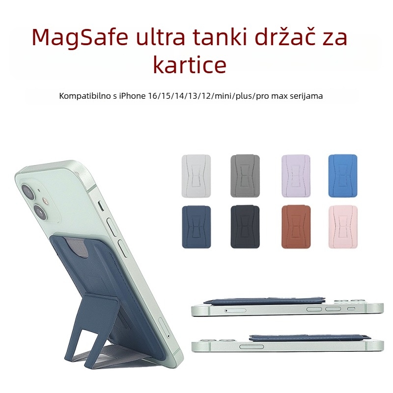 iPhone 16 izuzetno tanak MagSafe kućište s držačem za kartice i postoljem, magnet N52