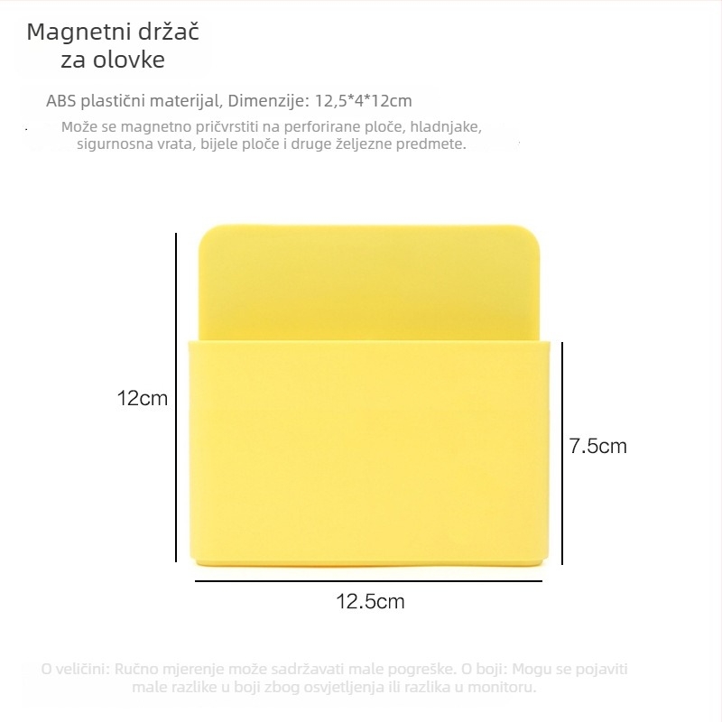 Magnetski organizator za pribor za pegboard, bijeli dijeljivač ploče, žuti magnetski držač za olovku, magnetski organizator za pohranu