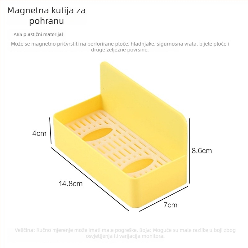 Magnetski organizator za pribor za pegboard, bijeli dijeljivač ploče, žuti magnetski držač za olovku, magnetski organizator za pohranu