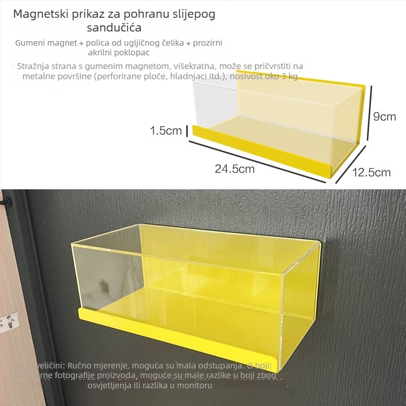 Magnetski organizator za pribor za pegboard, bijeli dijeljivač ploče, žuti magnetski držač za olovku, magnetski organizator za pohranu